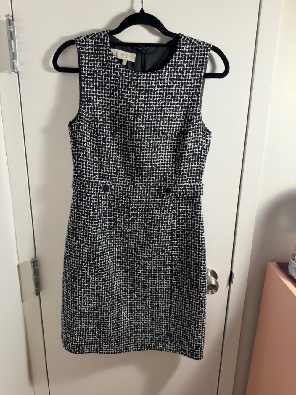 Hobbs London Black & White Tweed Midi Dress